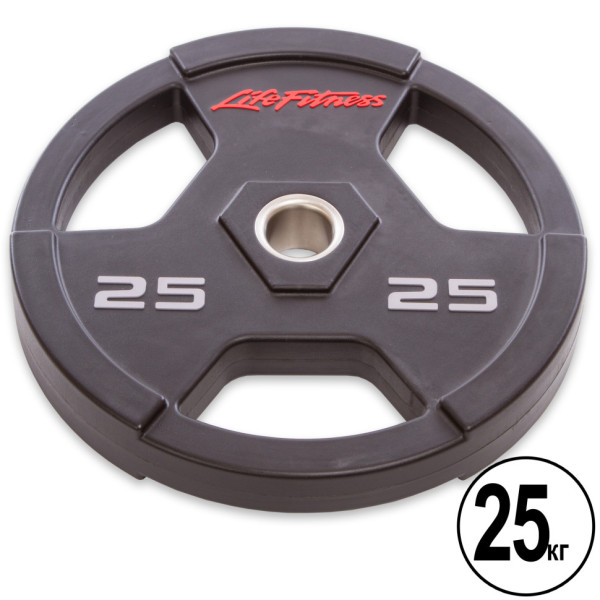 Бліни (диски) поліуретанові з хватом та металевою втулкою d-51 мм LIFE FITNESS SC-80154-25 25 кг чорний