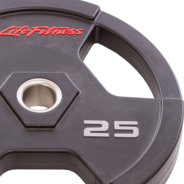 Бліни (диски) поліуретанові з хватом та металевою втулкою d-51 мм LIFE FITNESS SC-80154-25 25 кг чорний