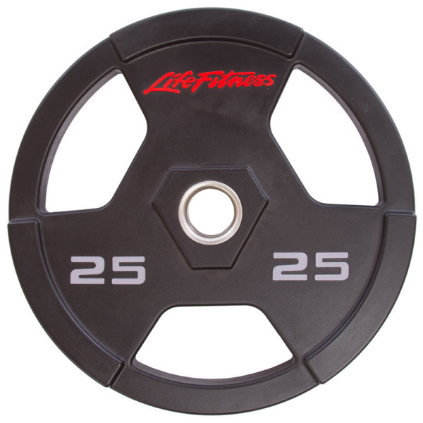 Бліни (диски) поліуретанові з хватом та металевою втулкою d-51 мм LIFE FITNESS SC-80154-25 25 кг чорний