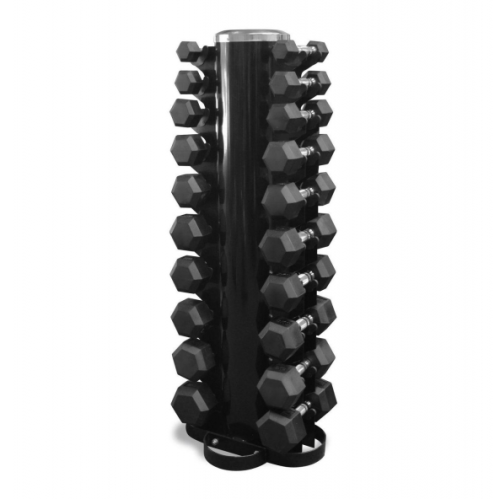 Гантелі шестигранні зі стійкою ряд 1-10 кг Rubber Hexagon Dumbbell