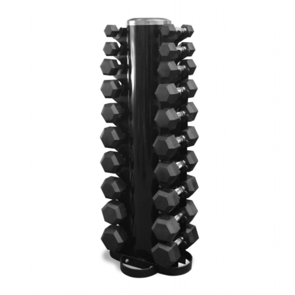 Гантелі шестигранні зі стійкою ряд 1-10 кг Rubber Hexagon Dumbbell