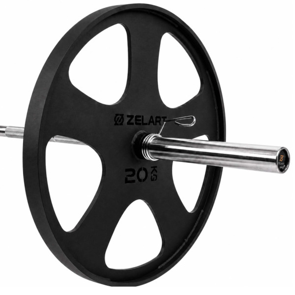 Млинці диски сталеві для станової тяги Deadlift Pulling Weight Plates Zelart TA-6961-20 20кг чорний