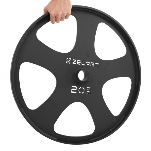 Млинці диски сталеві для станової тяги Deadlift Pulling Weight Plates Zelart TA-6961-20 20кг чорний