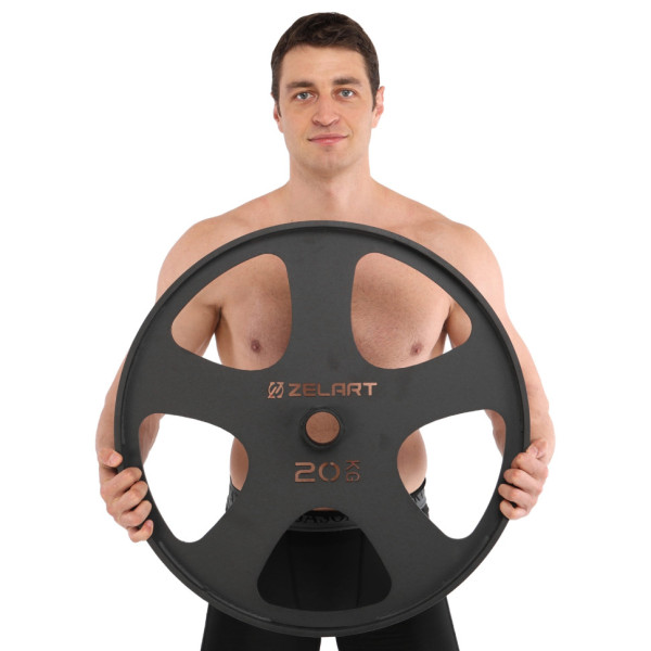 Млинці диски сталеві для станової тяги Deadlift Pulling Weight Plates Zelart TA-6961-20 20кг чорний