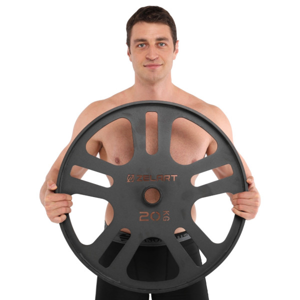 Млинці диски сталеві для станової тяги Deadlift Pulling Weight Plates Zelart TA-6992-20 20кг чорний