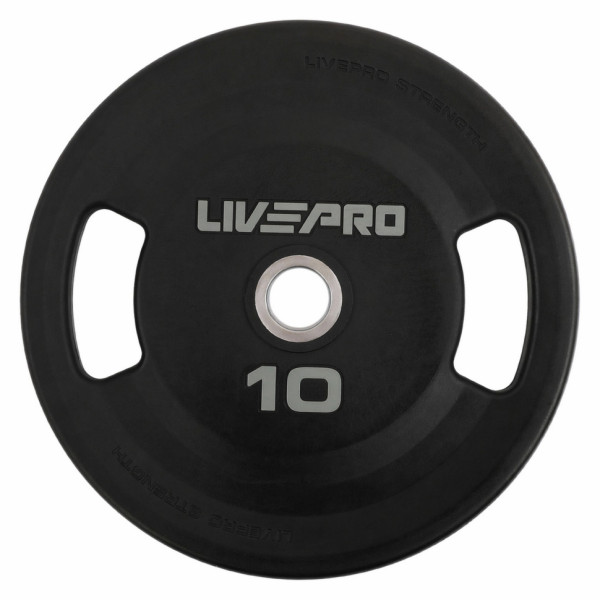 Блини диски поліуретанові 2 Handle металева втулка LiveUp LP8337-10 ø51мм 10кг чорний
