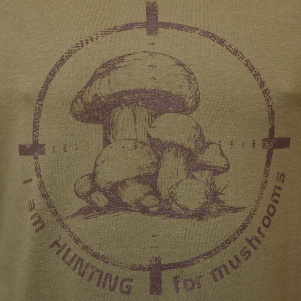 Унісекс футболка з принтом - I am hunting for mushrooms, хакі Acropolis ФГ-3