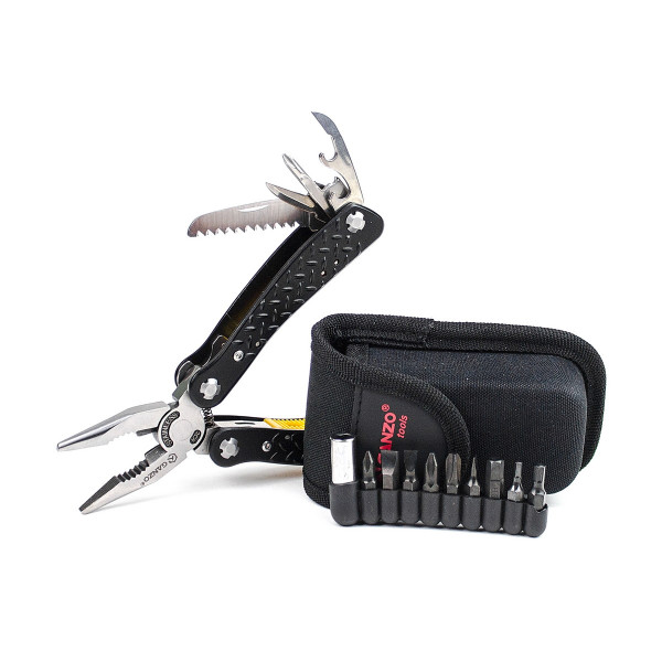 Мультитул Ganzo G106, (16.5 см) 22 функції, чорний + біти та чохол
