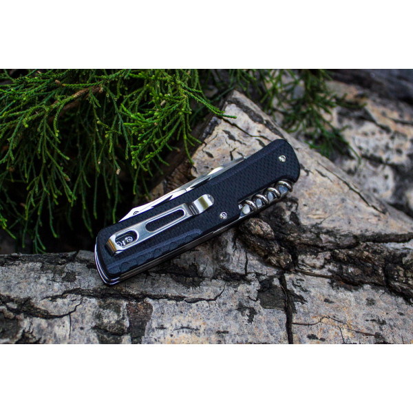 Багатофункціональний ніж Ruike Trekker LD21-B, (8.5 см) 12C27 / G10 чорний, 12 інстр.
