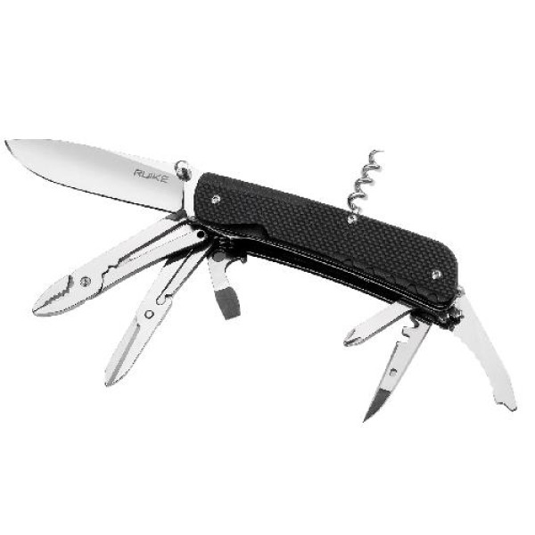 Багатофункціональний ніж Ruike Trekker LD41-B, (8.5 см) 12C27 / G10 чорний, 22 інстр.