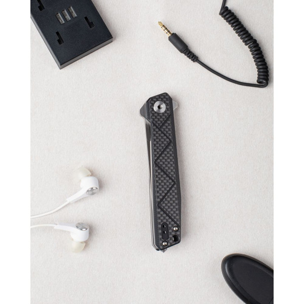 Ніж складаний туристичний Ruike P127-CB, (9.1 см) 14C28N / G10 + carbon fiber чорний