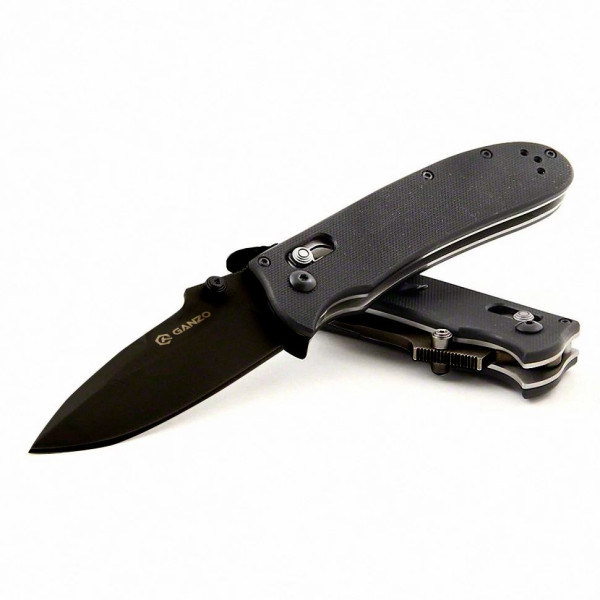 Ніж складаний туристичний Ganzo G704 (8.6 см) 440C / G10 чорний, чорний клинок