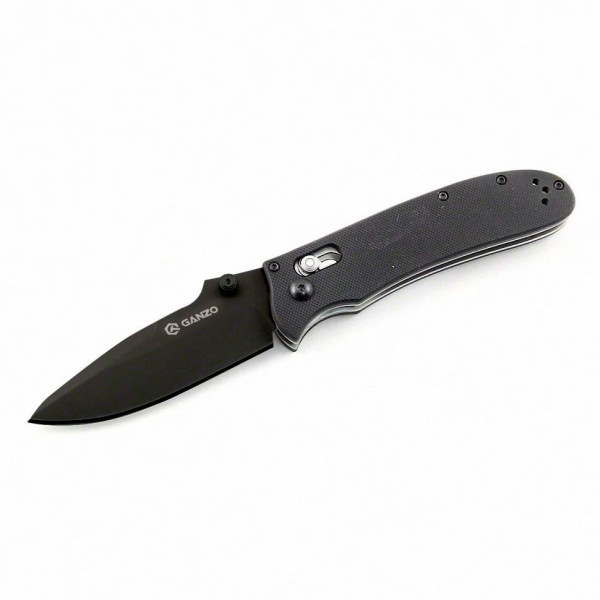 Ніж складаний туристичний Ganzo G704 (8.6 см) 440C / G10 чорний, чорний клинок