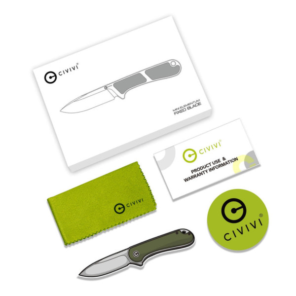 Ніж фіксований кишеньковий Civivi Mini Elementum, (5.7 см) Nitro-V / G10 чорний з чохлом