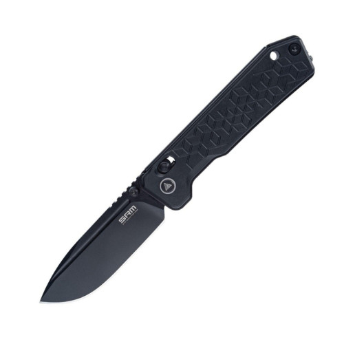 Ніж складаний туристичний SRM Rubik 7228B-AB (8.7 см) 14C28N / алюміній чорний (Common Pivot)