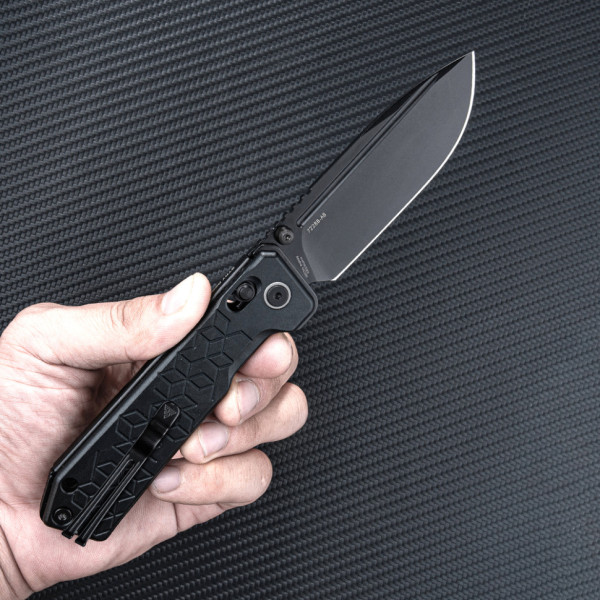 Ніж складаний туристичний SRM Rubik 7228B-AB (8.7 см) 14C28N / алюміній чорний (Common Pivot)