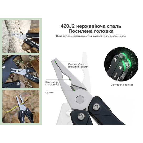 Мультитул NexTool Mini Sailor Pliers S11, чорний (NE20156C, NE20156E)