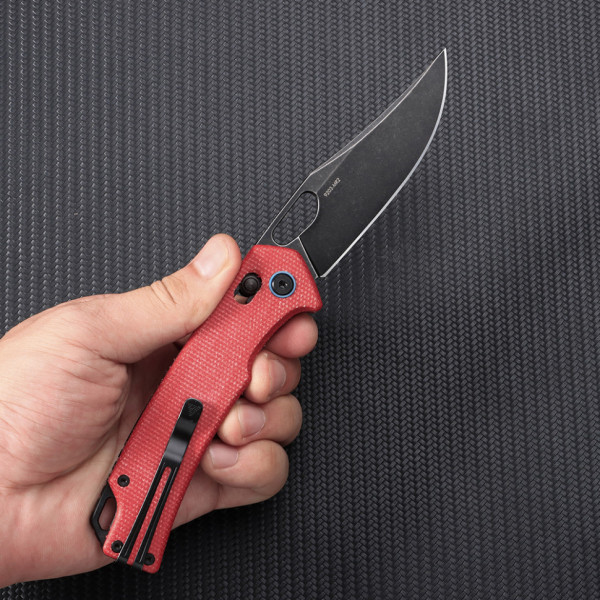 Ніж складаний туристичний SRM Retriever 9203-MR2 (9 см) 10Cr / Micarta червоний