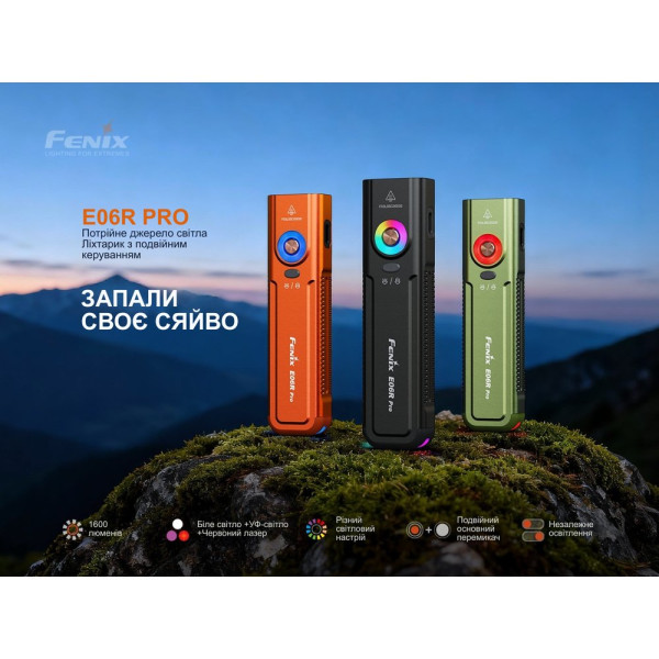 Ліхтар Fenix E06R PRO, зелений