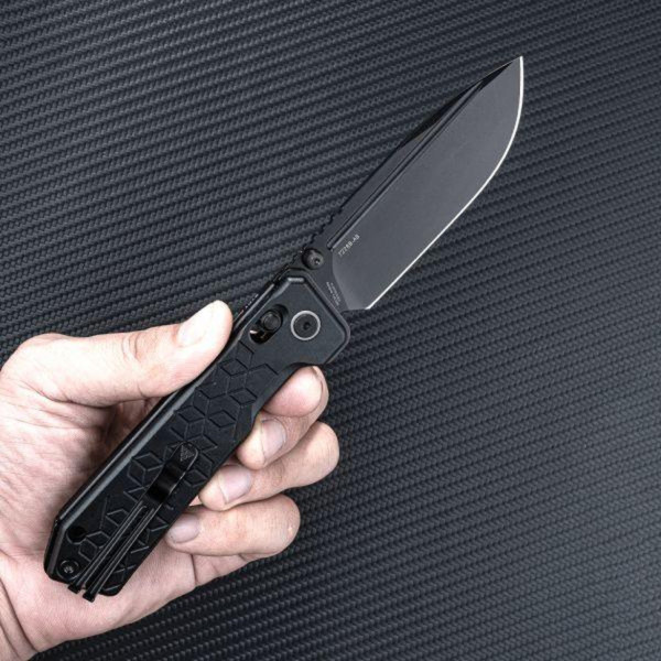 Ніж складаний туристичний SRM Rubik 7228B-AB2 (8.7 см) 14C28N / алюміній чорний (Anti-Loosening Pivot)