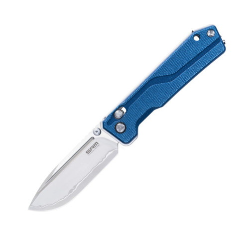 Ніж складаний туристичний SRM Rubik 7228B-ME2 (8.7 см) 14C28N / Micarta блакитний