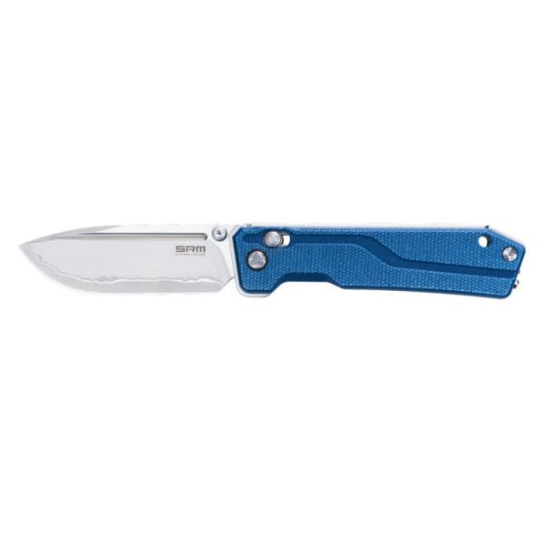 Ніж складаний туристичний SRM Rubik 7228B-ME2 (8.7 см) 14C28N / Micarta блакитний