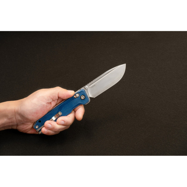 Ніж складаний туристичний SRM Rubik 7228B-ME2 (8.7 см) 14C28N / Micarta блакитний