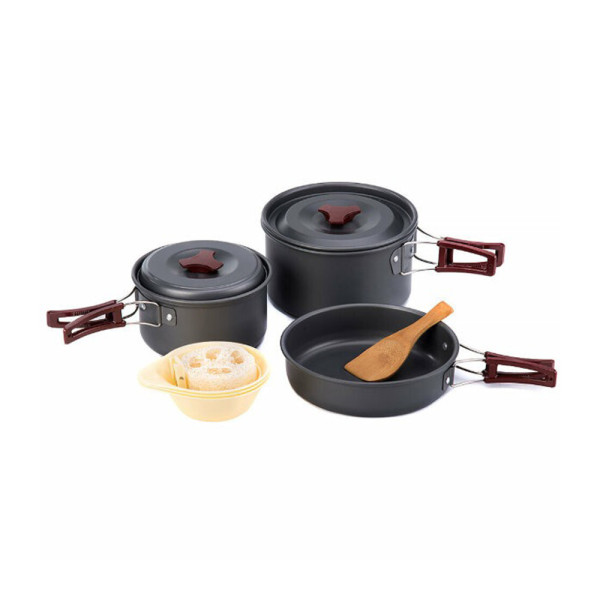 Набор туристической посуды Naturehike NH15T203-G из анодированного алюминия carbon