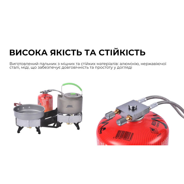 Газовая горелка двойная BRS-32 с ветрозащитой и подогревом топлива