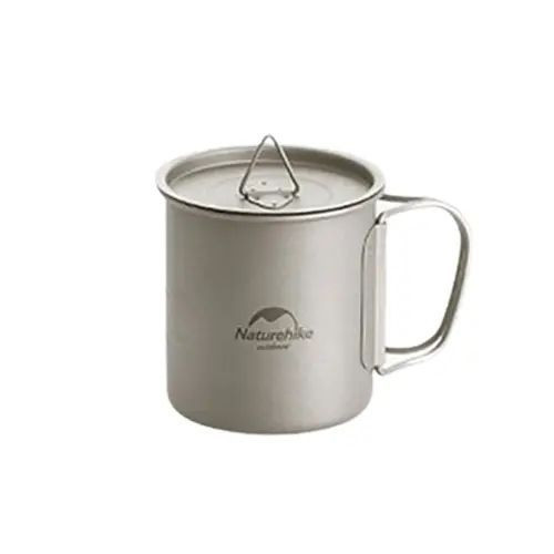 Кружка титановая Naturehike NH20CJ005 450 мл со складной ручкой и крышкой