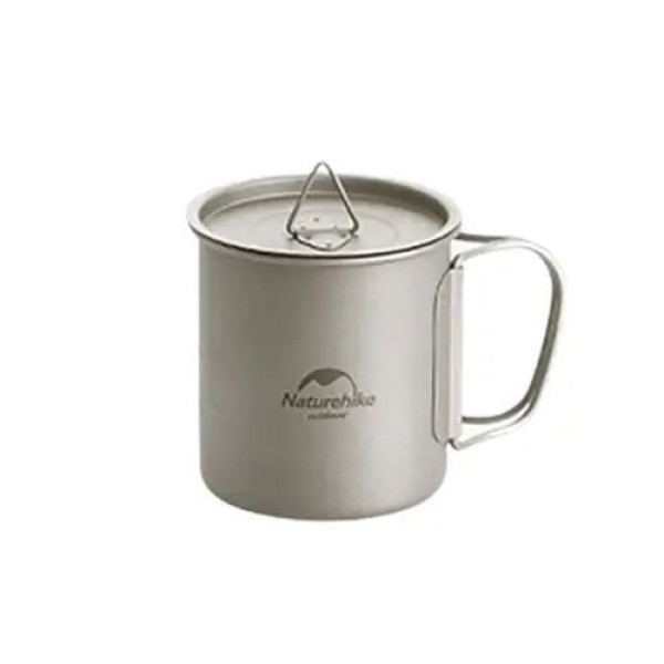 Кружка титановая Naturehike NH20CJ005 450 мл со складной ручкой и крышкой