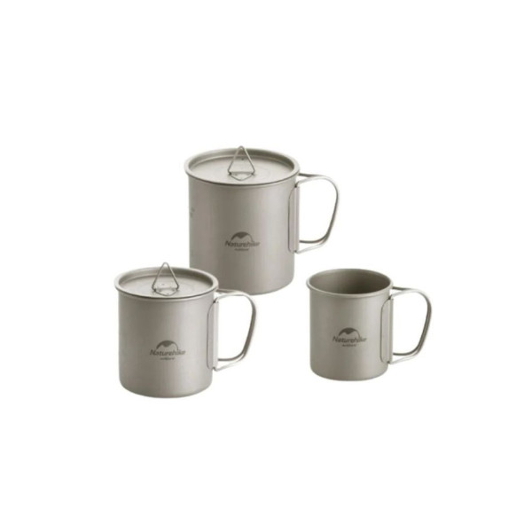 Кружка титановая Naturehike NH20CJ005 450 мл со складной ручкой и крышкой