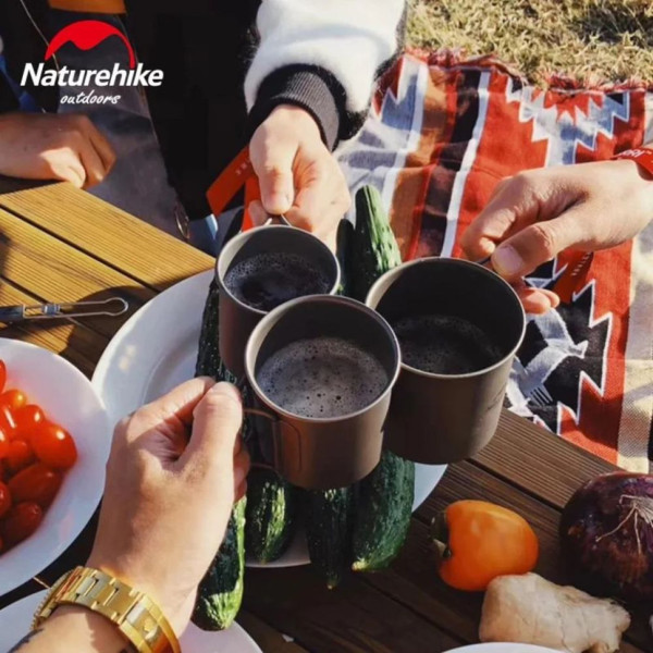 Кружка титановая Naturehike NH20CJ005 450 мл со складной ручкой и крышкой