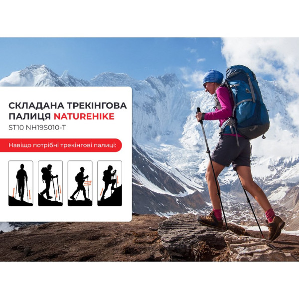 Карбонова трекінгова палиця Naturehike ST10 NH19S010-T 110 см блакитна