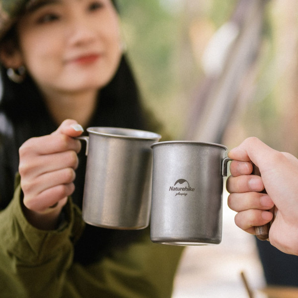 Кружка туристическая Naturehike NH21SJ001 350 мл из нерж стали и дерева
