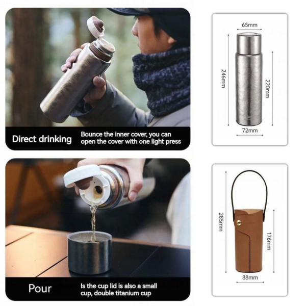 Термос титановый Naturehike CNK230CF012 600 мл с чехлом 6976507661225