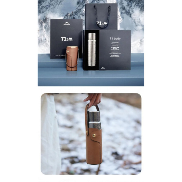 Термос титановый Naturehike CNK230CF012 600 мл с чехлом 6976507661225