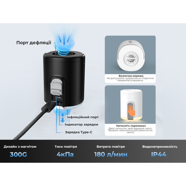 Кемпинговый насос-фонарь Flextail Tiny Pump 2X TY2X1600-WT-i, белый