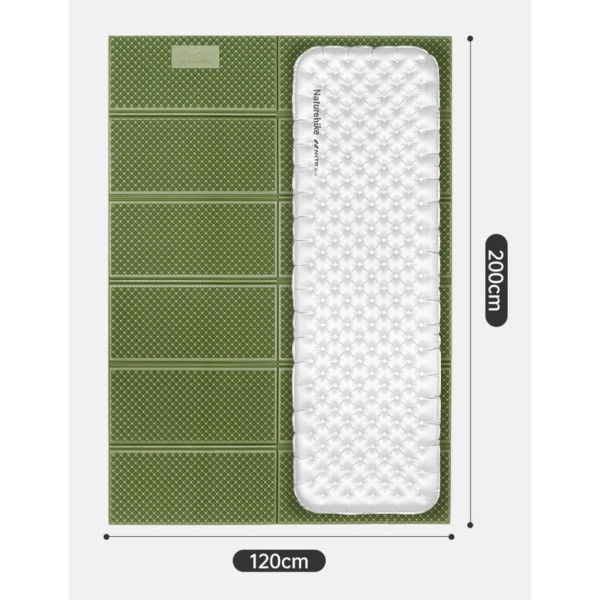 Коврик туристический складной Naturehike CNK2450WS044 двухместный IXPE оливковый