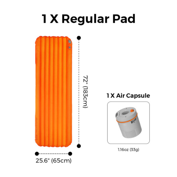 Коврик самонадувающийся Flextail Tiny Sleeping Pad R05 AVS 6975755966656 оранжевый