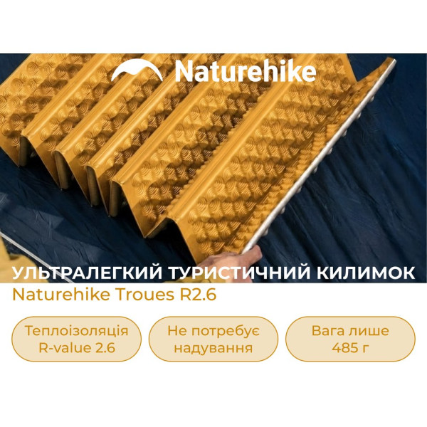Коврики туристический Naturehike CNK2650WS010 IXPE с алюминием 200х60 см желтый