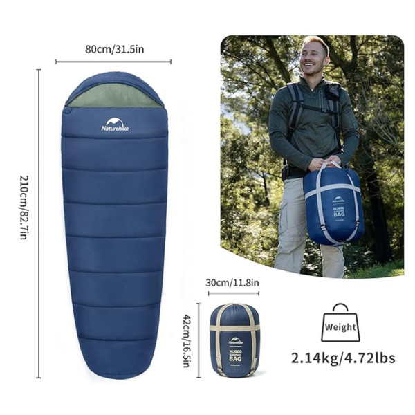 Спальный мешок кокон Naturehike MJ600 CNK2300SD014 темно-голубой