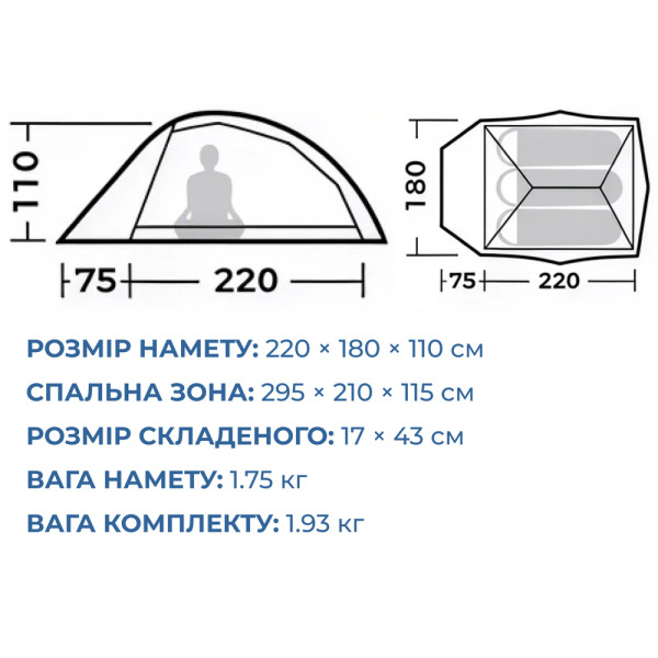 Палатка сверхлегкая трехместная Naturehike Cloud Up Pro CNK2350WS020 20D голубая