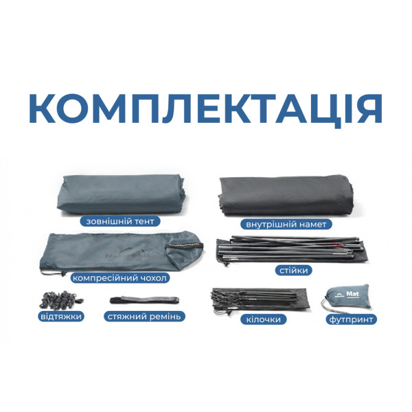 Палатка сверхлегкая трехместная Naturehike Cloud Up Pro CNK2350WS020 20D голубая