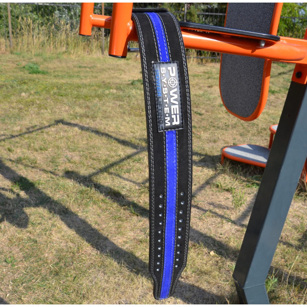 Пояс для пауерліфтингу Power System PS-3800 PowerLifting шкіряний Black/Blue Line XXL