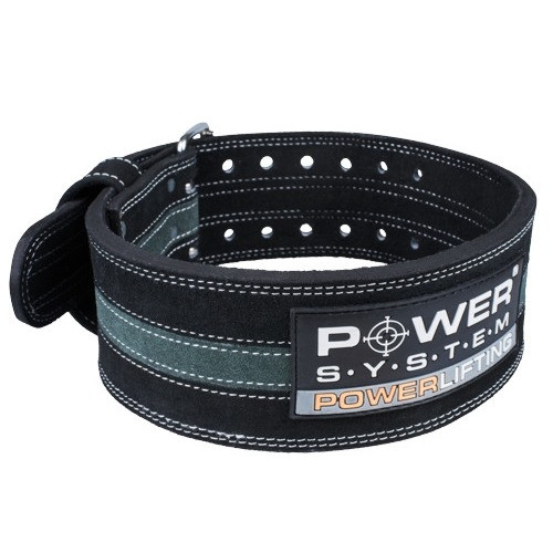 Пояс для пауерліфтингу Power System PS-3800 PowerLifting шкіряний Black/Grey Line XXL
