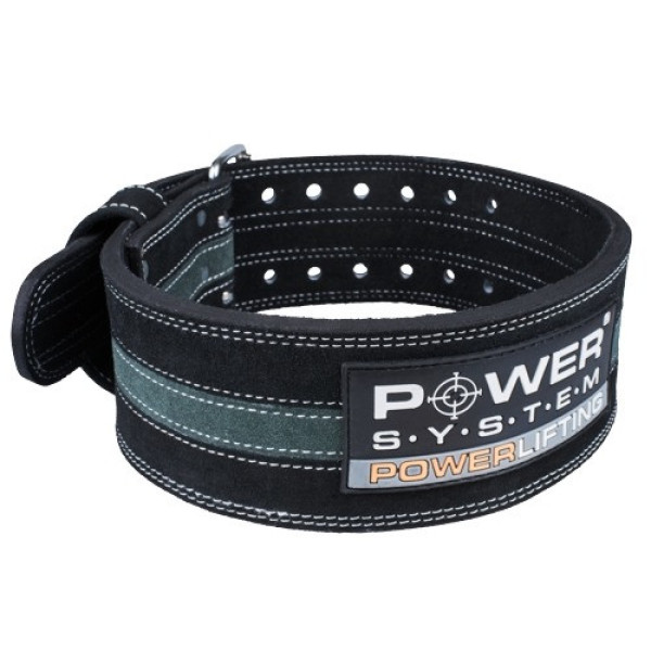 Пояс для пауерліфтингу Power System PS-3800 PowerLifting шкіряний Black/Grey Line XXL
