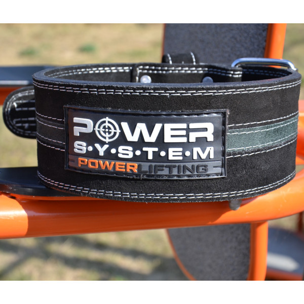 Пояс для пауерліфтингу Power System PS-3800 PowerLifting шкіряний Black/Grey Line XXL