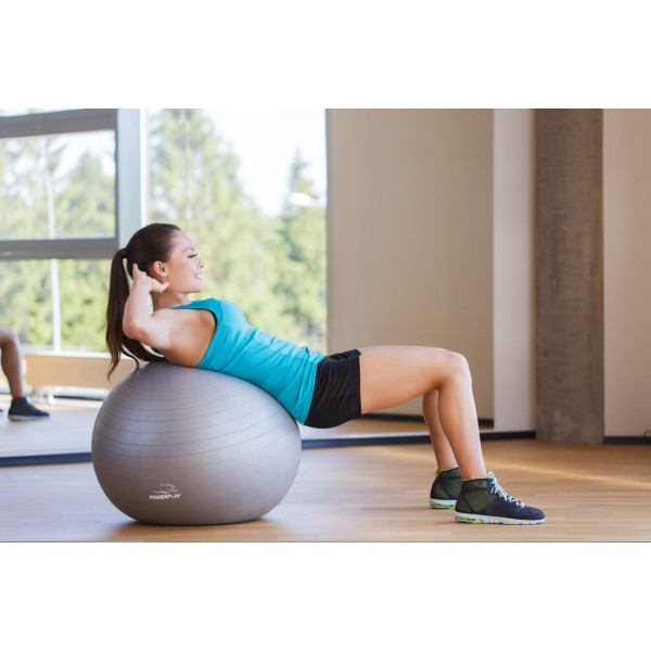 М'яч для фітнесу (фітбол) PowerPlay 4001 Ø65 cm Gymball Сірий + помпа