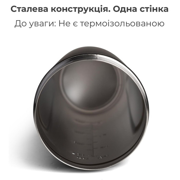 Шейкер спортивний SmartShake металевий Reforce Stainless Steel 30oz/900ml Gray